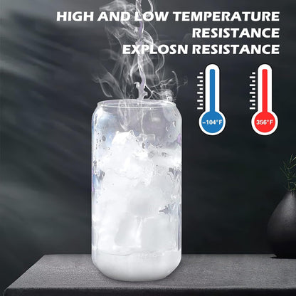 Drinking Glasses with Bamboo Lids and Glass Straw 2PCS Set, 16oz Glass Cups with Lids and Straws, Beer, Iced Coffee Glasses, Soda, Gift 1 Cleaning Brushes