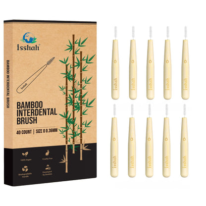 Biodegradable Bamboo Handle Interdental Brushes Between Teeth Cleaner Deep Clean Toothpick, FSC Certified and PETA Approved, Size 2 (0.5mm), 40 Count