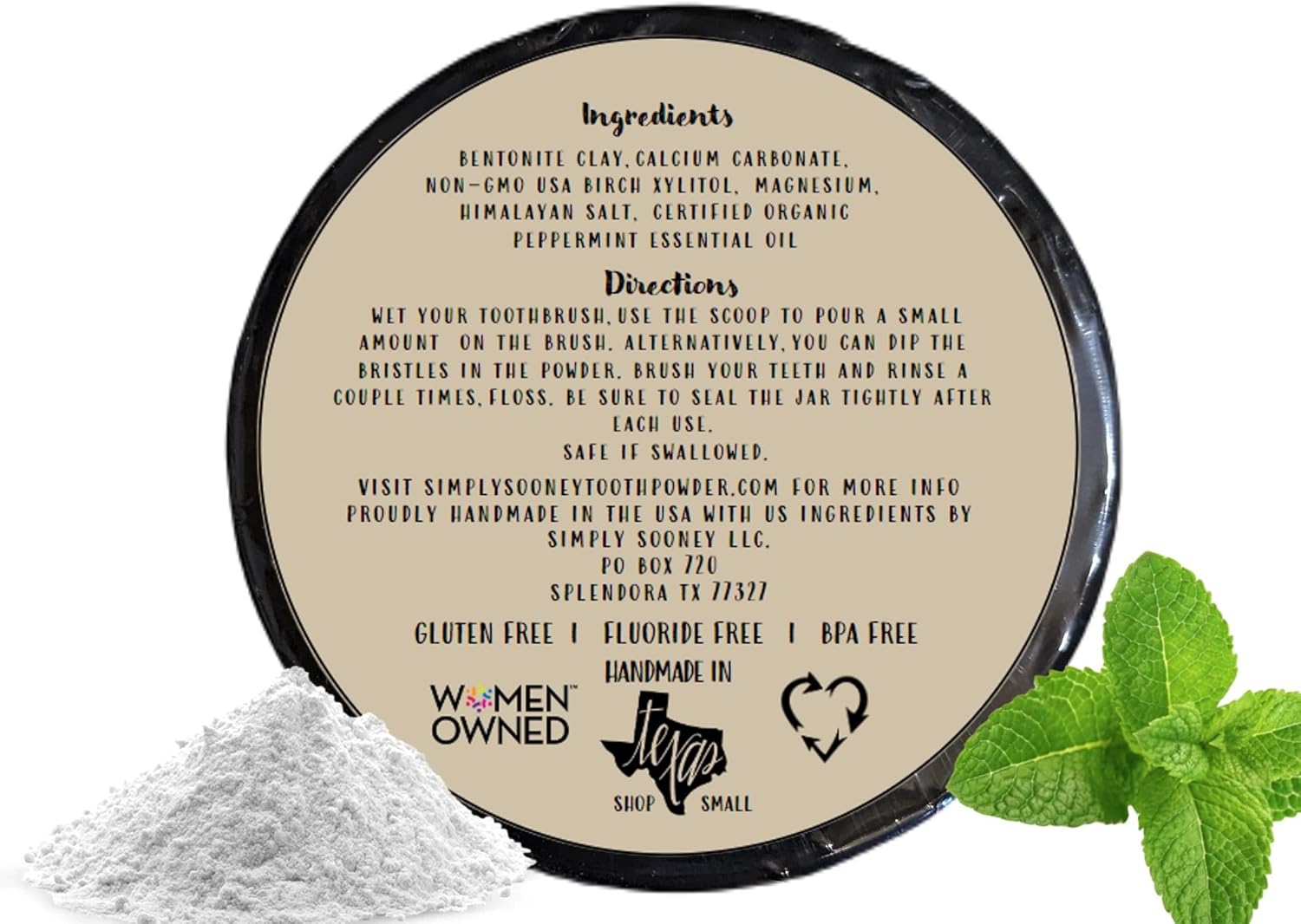 Fluoride Free Remineralizing Toothpaste Powder I Vegan I Gluten Free I Organic Peppermint Essential Oil 1.5oz