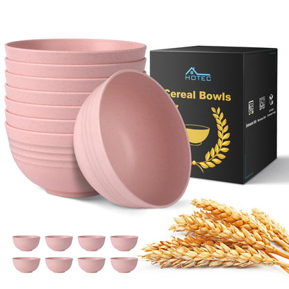 HOTEC BPA Free Unbreakable Wheat Straw Cereal Bowls - Microwave & Dishwasher Safe Soup and Salad Bowls, Set of 8, 26oz, Multicolor
