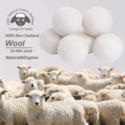 Wool Dryer Balls XL 6-Pack – 100% New Zealand Organic, Chemical-Free, Baby Safe & Hypoallergenic Fabric Softener