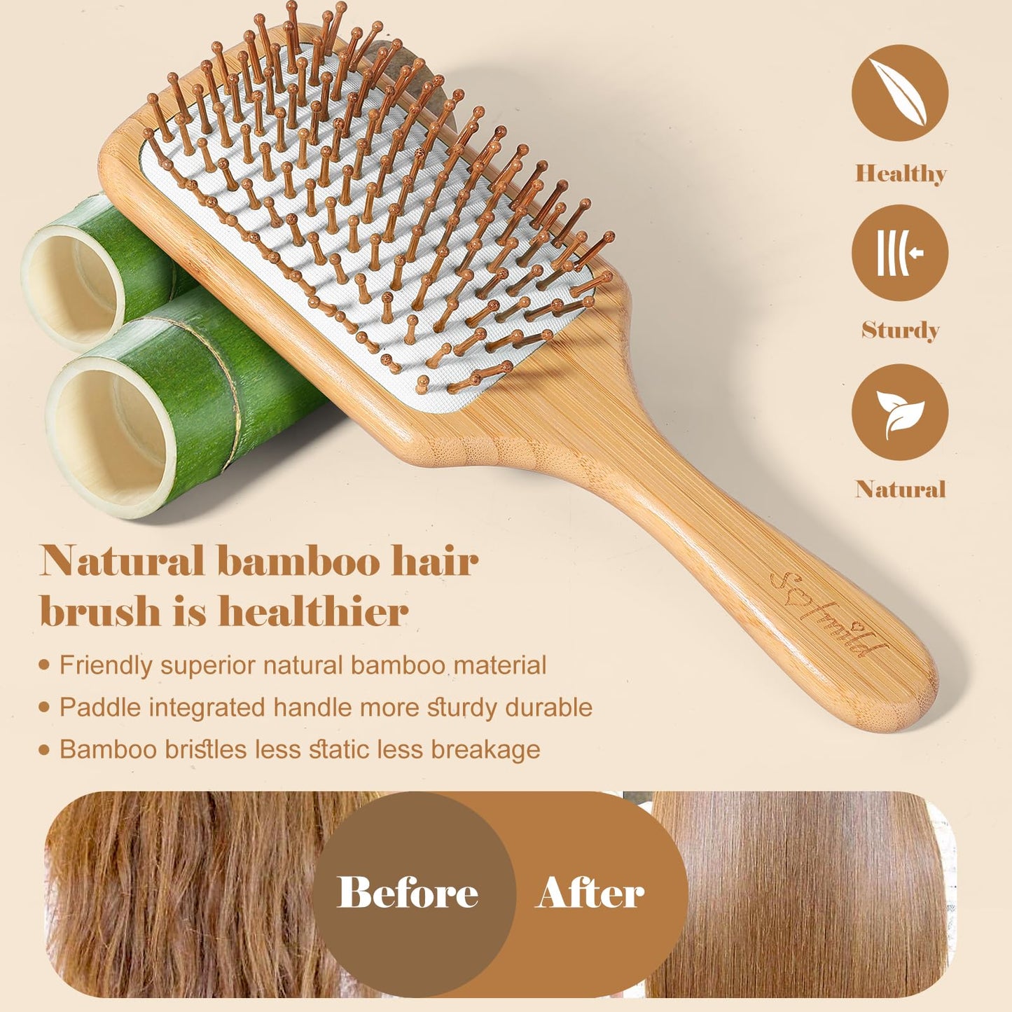 Hair Brush-Natural Wooden Bamboo Brush