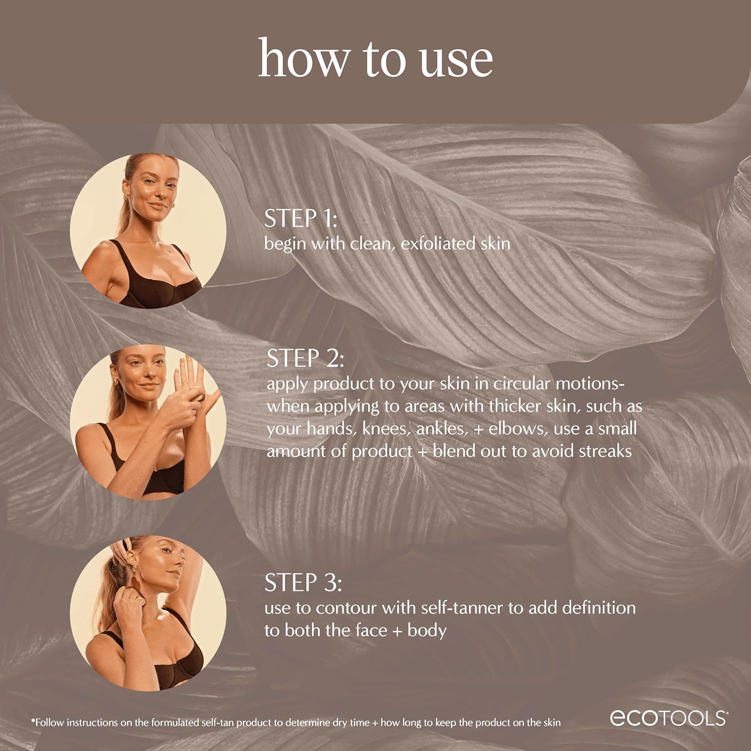 EcoTools Good Tan Body + Face Self-Tan Blending Brush, Kabuki Brush For Applying Self Tanner, Sunless Tanner Blending Brush, Eco Friendly Self Tanning Brush, Vegan, & Cruelty Free, 1 Count