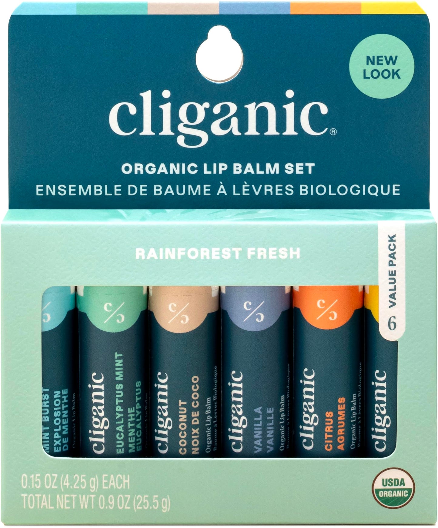 Cliganic Organic Lip Balm Set - 6 Tropical Flavors - 100% Natural Moisturizer for Cracked & Dry Lips