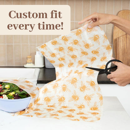 XXL Reusable Beeswax Wraps For Food - 14 x 55 in Roll | Cut to Size Bees Wax Wraps Reusable | Extra Large Beeswax Paper Sheet | Cute Bees Wax Roll for Food Wraps