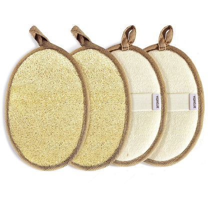 Natural Loofah Sponge Exfoliating Body Scrubber (3 Pack),Made with Eco-Friendly and Biodegradable Shower Luffa Sponge, Loofah for Women and Men, Beige