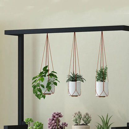 3-Tier Hanging Plant Stand with Metal Frame – Tall Indoor Plant Shelf Display