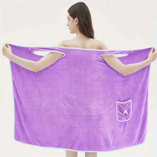 Wearable Bath Towel, Bowknot Coral Velvet Bath Skirt For Adults, Water Absorption, Quick Drying, Bath Towel, No Hair Loss, Bath