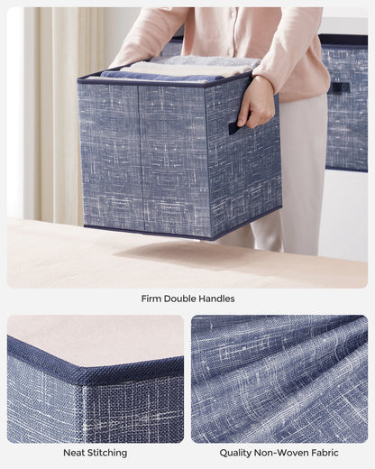 Set of 6 Closet Organizers for Shelves, Foldable, 11.8-Inch Non-Woven Fabric Bins with Double Handles,