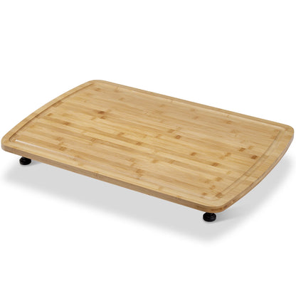 Bamboo Noodle Board, Cutting & Countertop Tray, Stove Cover with Removable Legs –