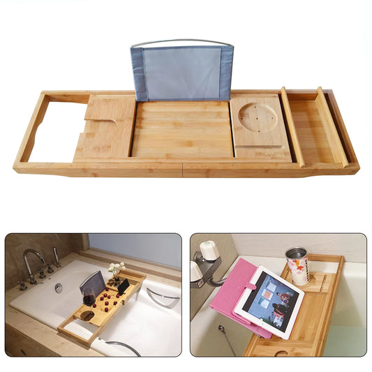 Wooden Bath Caddy Tray, Bathtub Shelf Organizer