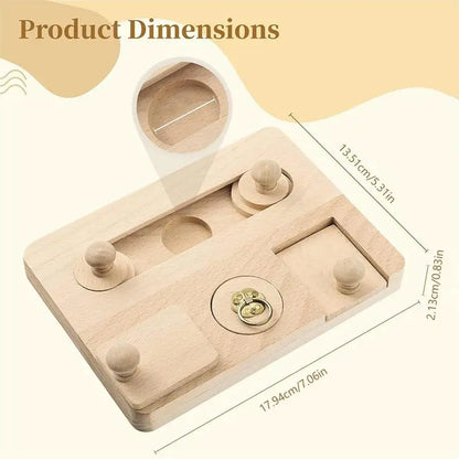 Wooden Foraging Puzzle Feeder – Interactive Toy for Small Pets