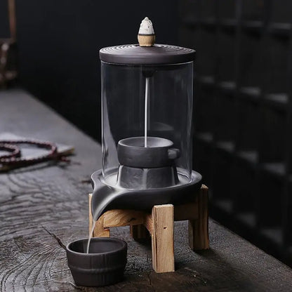 Handmade Ceramic Incense Burner, Smoke Waterfall Backflow Incense Burner Living Room