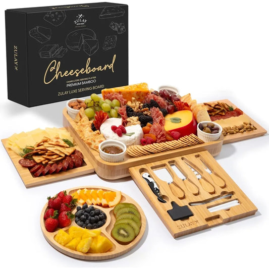 Deluxe Bamboo Cheese Board Set