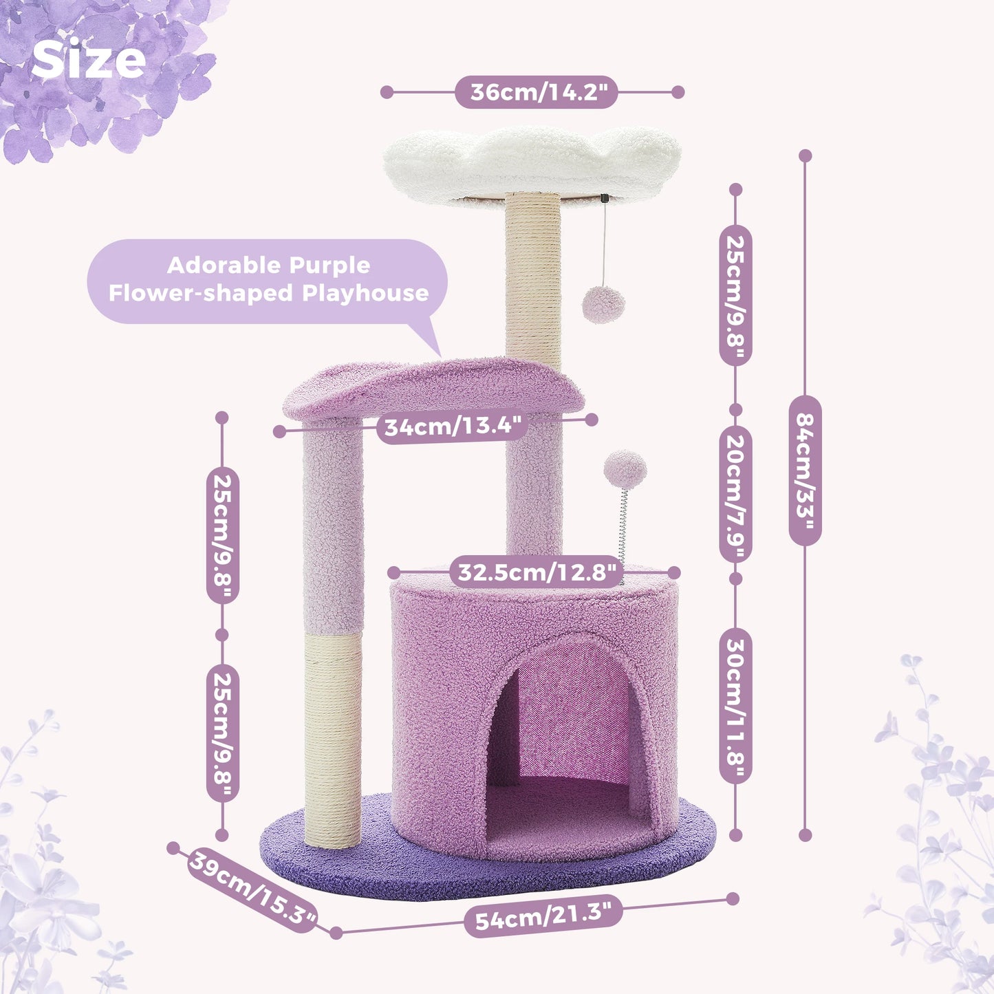 Modern Cat Tree & Scratching Post Cute Cactus Design with Condo Nest