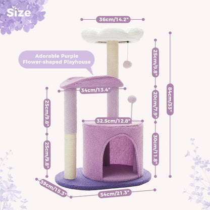 Modern Cat Tree & Scratching Post Cute Cactus Design with Condo Nest