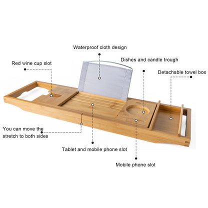 Wooden Bath Caddy Tray, Bathtub Shelf Organizer