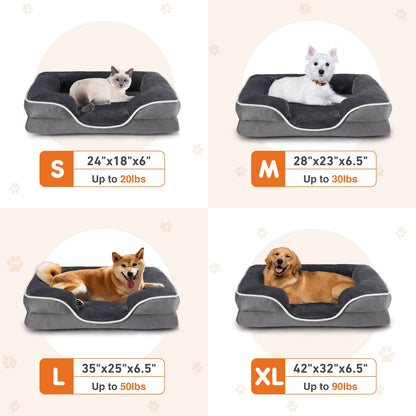Orthopedic Memory Foam Pet Bed Washable & Removable Cover for Small Dogs & Cats
