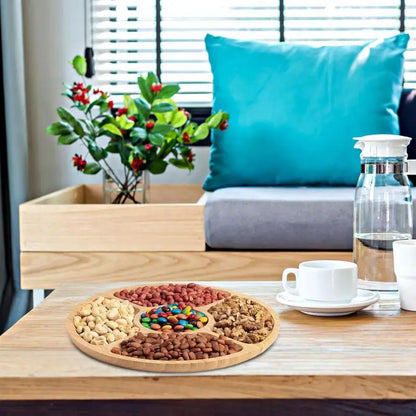 Wooden Divided Serving Tray, 5 Dining Grids