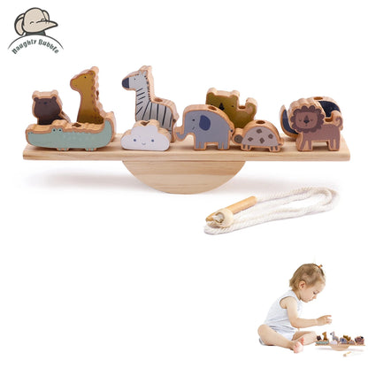 Montessori Wooden Stacking Toys – Forest House Blocks for Babies