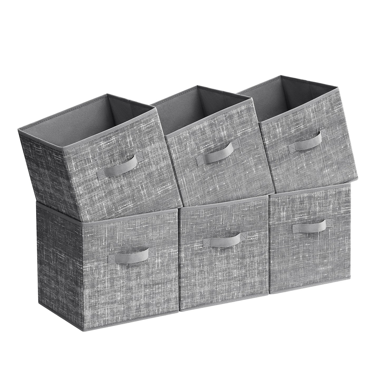 Set of 6 Closet Organizers for Shelves, Foldable, 11.8-Inch Non-Woven Fabric Bins with Double Handles,