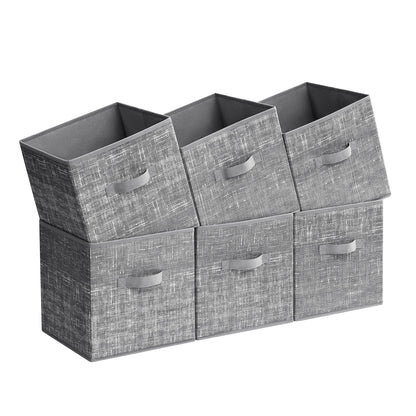 Set of 6 Closet Organizers for Shelves, Foldable, 11.8-Inch Non-Woven Fabric Bins with Double Handles,