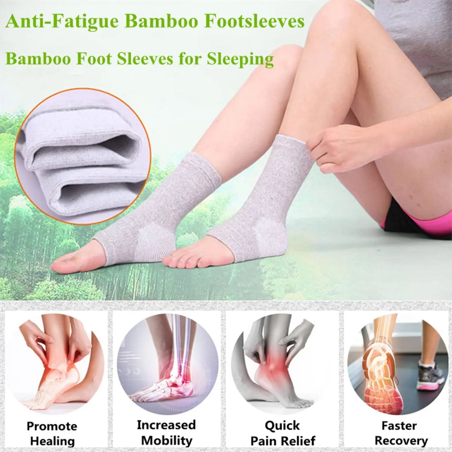 Bamboo Compression Foot Sleeve for Men Women Ankle Socks Ankle Warm Fitness Support Wraps
