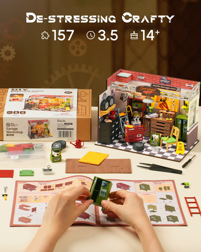IY Mini Garage Workshop Kit – Tiny House Model with LED Lights