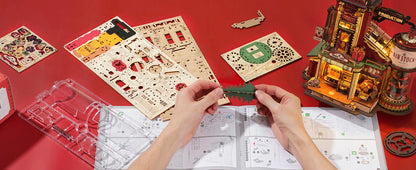Creative DIY Model Factory Building Gift for Kids & Adults 3D Stress Relief Wooden Puzzle