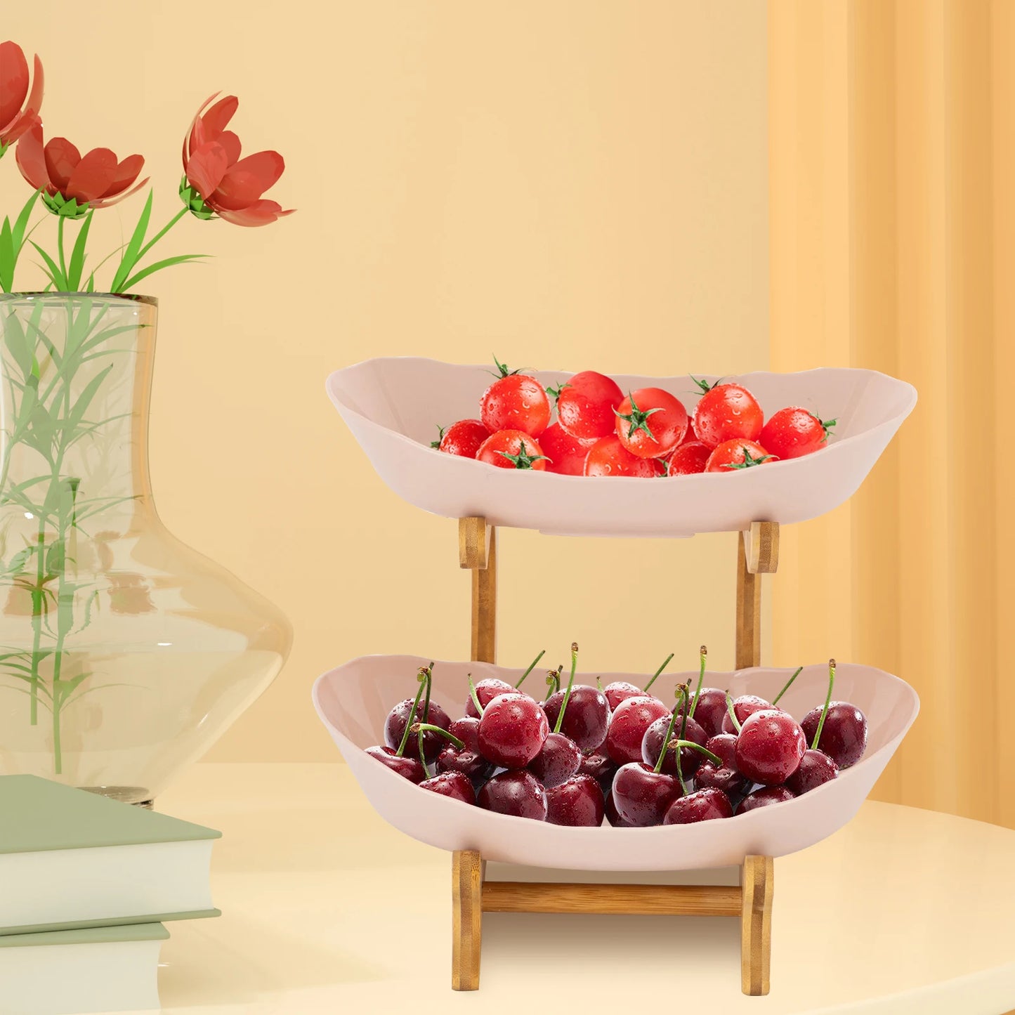 2 Floor Fruit Tray Bowl Modern Basket