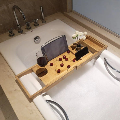 Wooden Bath Caddy Tray, Bathtub Shelf Organizer