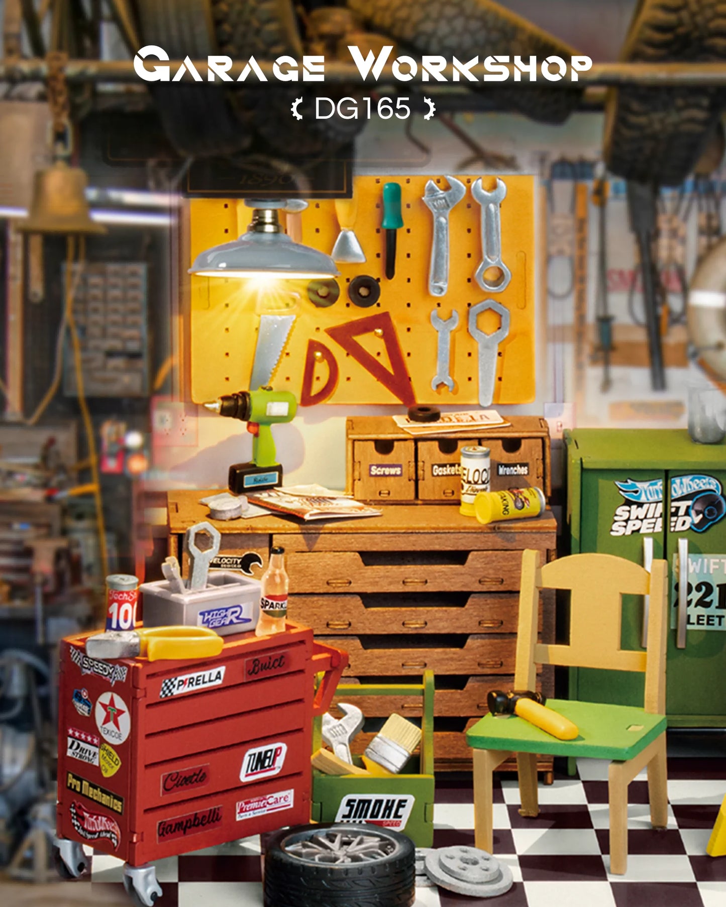 IY Mini Garage Workshop Kit – Tiny House Model with LED Lights