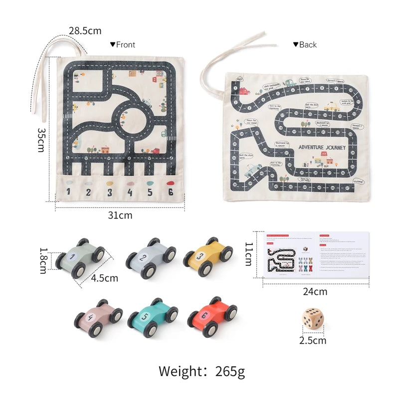 Montessori Wooden Road Play Mat – Car Toy for Kids & Toddlers