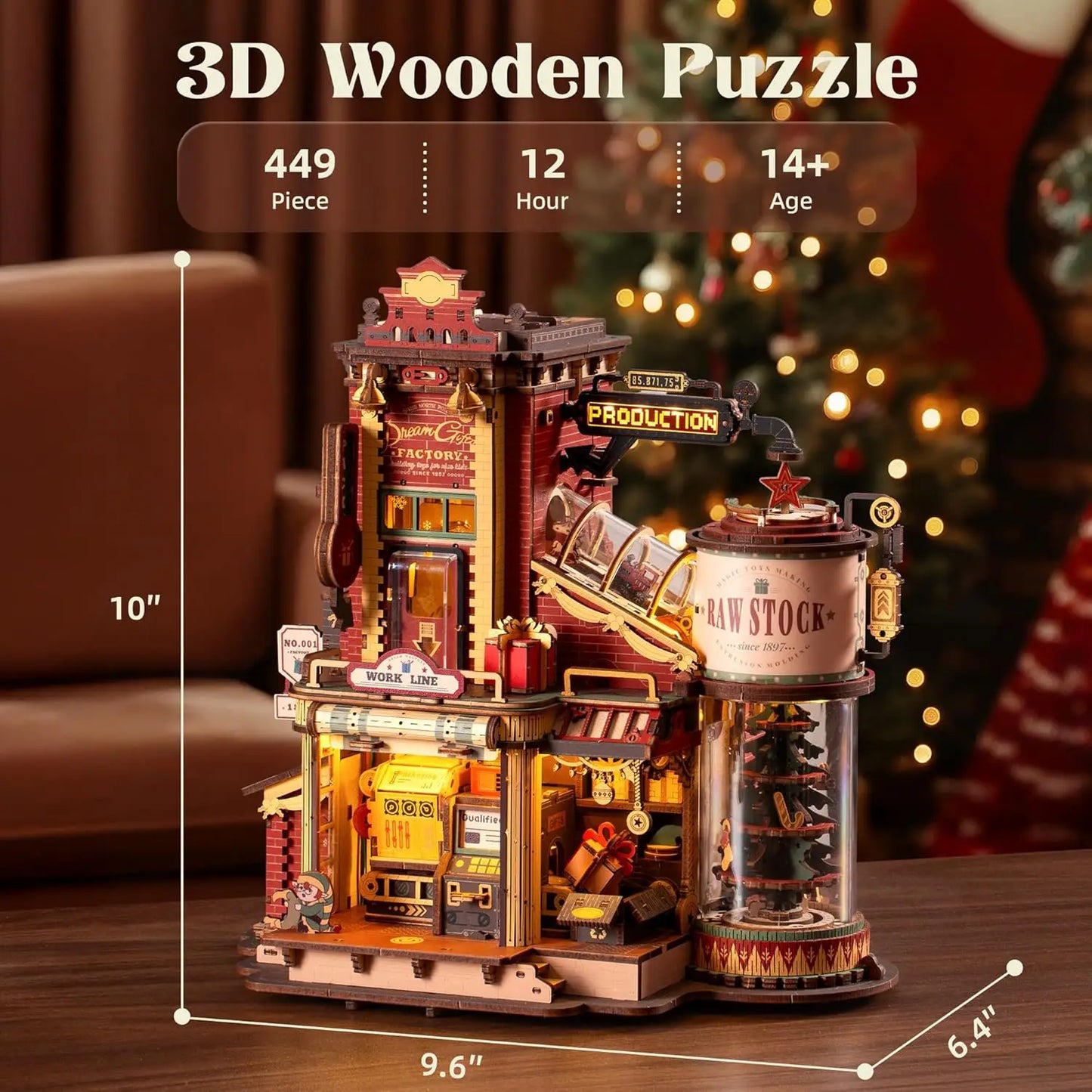 Creative DIY Model Factory Building Gift for Kids & Adults 3D Stress Relief Wooden Puzzle