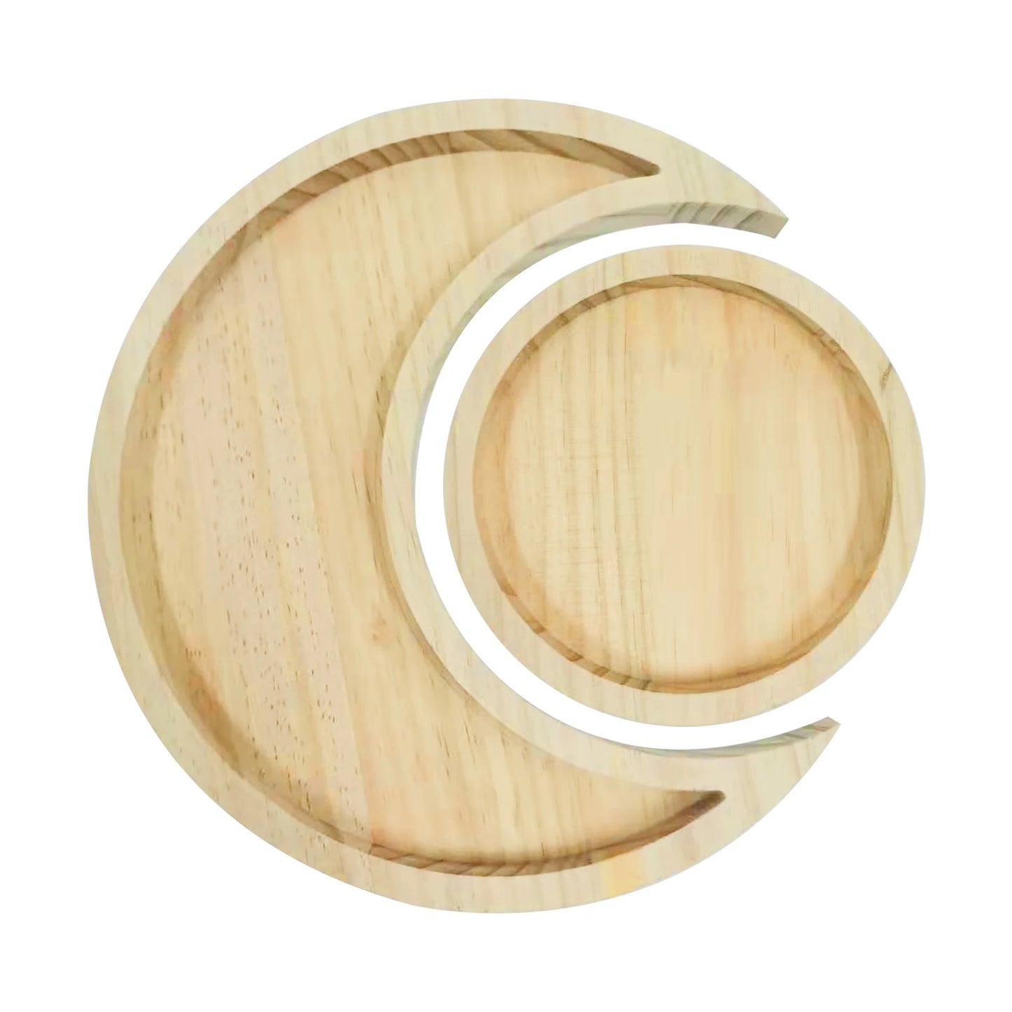 Rustic Wooden Moon & Sun Tray – 24cm Decorative Dish for Desserts, Jewelry & Party Decor