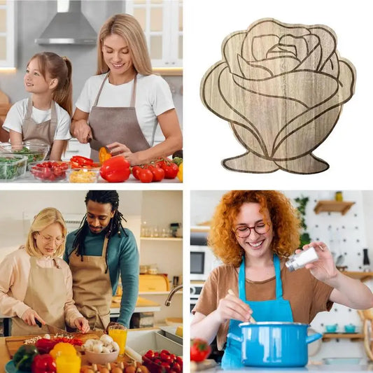 Rose Shaped Wooden Serving & Chopping Board – Charcuterie Tray for Kitchen & Decor