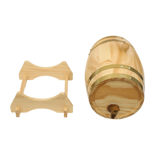 5L Wooden Wine Barrel – Pine Wood Whiskey Dispenser & Home Brewing Decanter