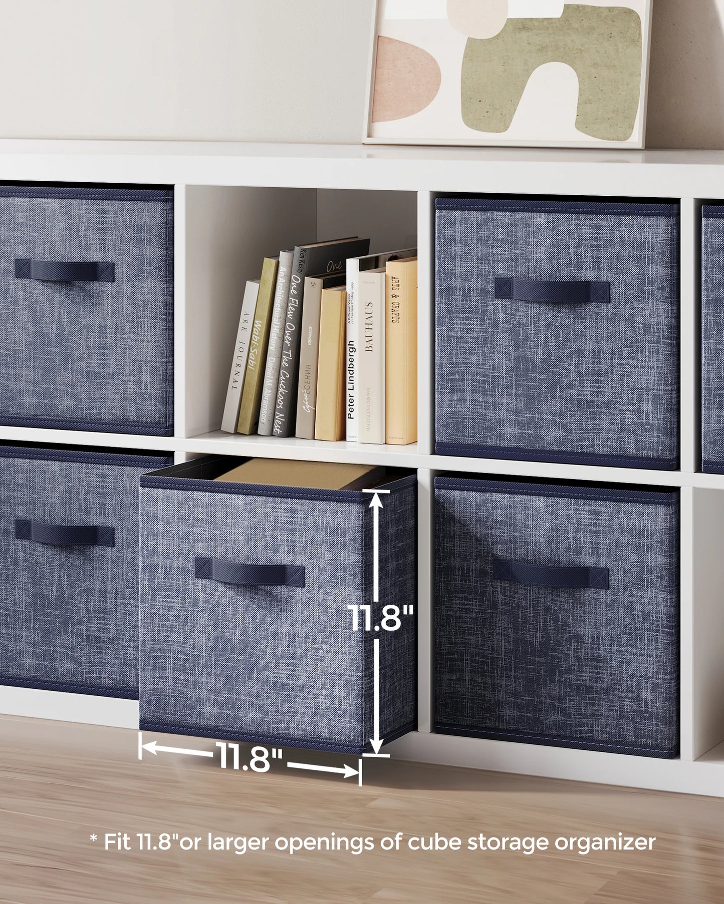 Set of 6 Closet Organizers for Shelves, Foldable, 11.8-Inch Non-Woven Fabric Bins with Double Handles,