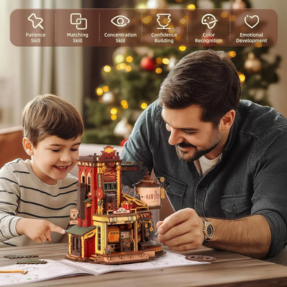 Creative DIY Model Factory Building Gift for Kids & Adults 3D Stress Relief Wooden Puzzle