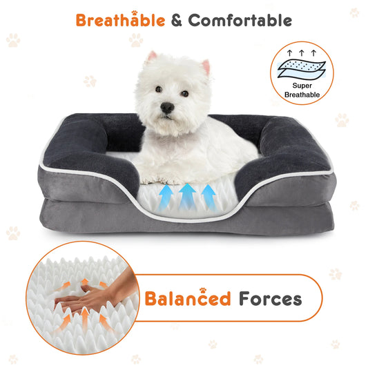 Orthopedic Memory Foam Pet Bed Washable & Removable Cover for Small Dogs & Cats