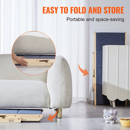 2-in-1 Wooden Pet Steps & Ramp – Foldable, Adjustable for Small to Large Dogs & Cats