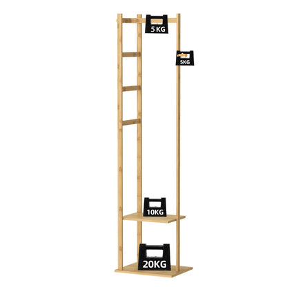 Bamboo Clothes Rack with Shoe Shelf & Hooks – Freestanding Garment Hanger Organizer