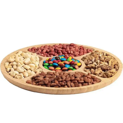 Wooden Divided Serving Tray, 5 Dining Grids