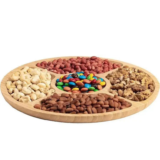 Wooden Divided Serving Tray, 5 Dining Grids