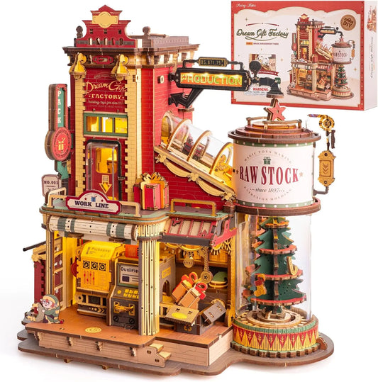Creative DIY Model Factory Building Gift for Kids & Adults 3D Stress Relief Wooden Puzzle