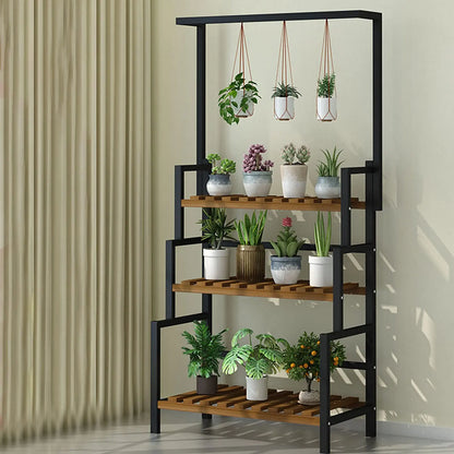 3-Tier Hanging Plant Stand with Metal Frame – Tall Indoor Plant Shelf Display