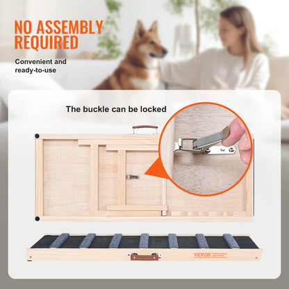 Wooden Dog & Cat Ramp Foldable – Anti-Slip, Adjustable Pet Ladder