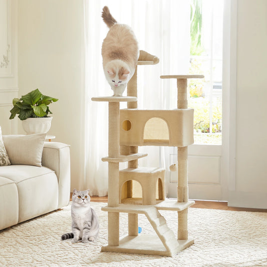 Tall Multi-Level Cat Tree Tower for Indoor Pet Furniture Stable Kitty Play House 54 inc