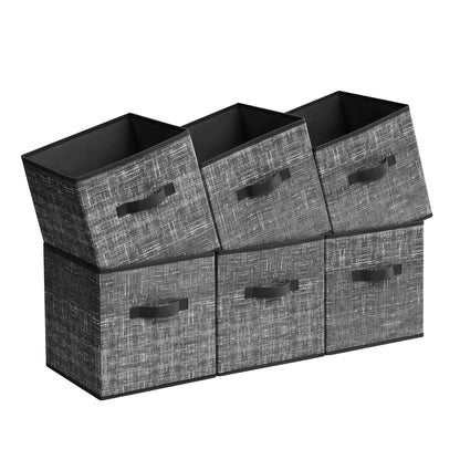 Set of 6 Closet Organizers for Shelves, Foldable, 11.8-Inch Non-Woven Fabric Bins with Double Handles,
