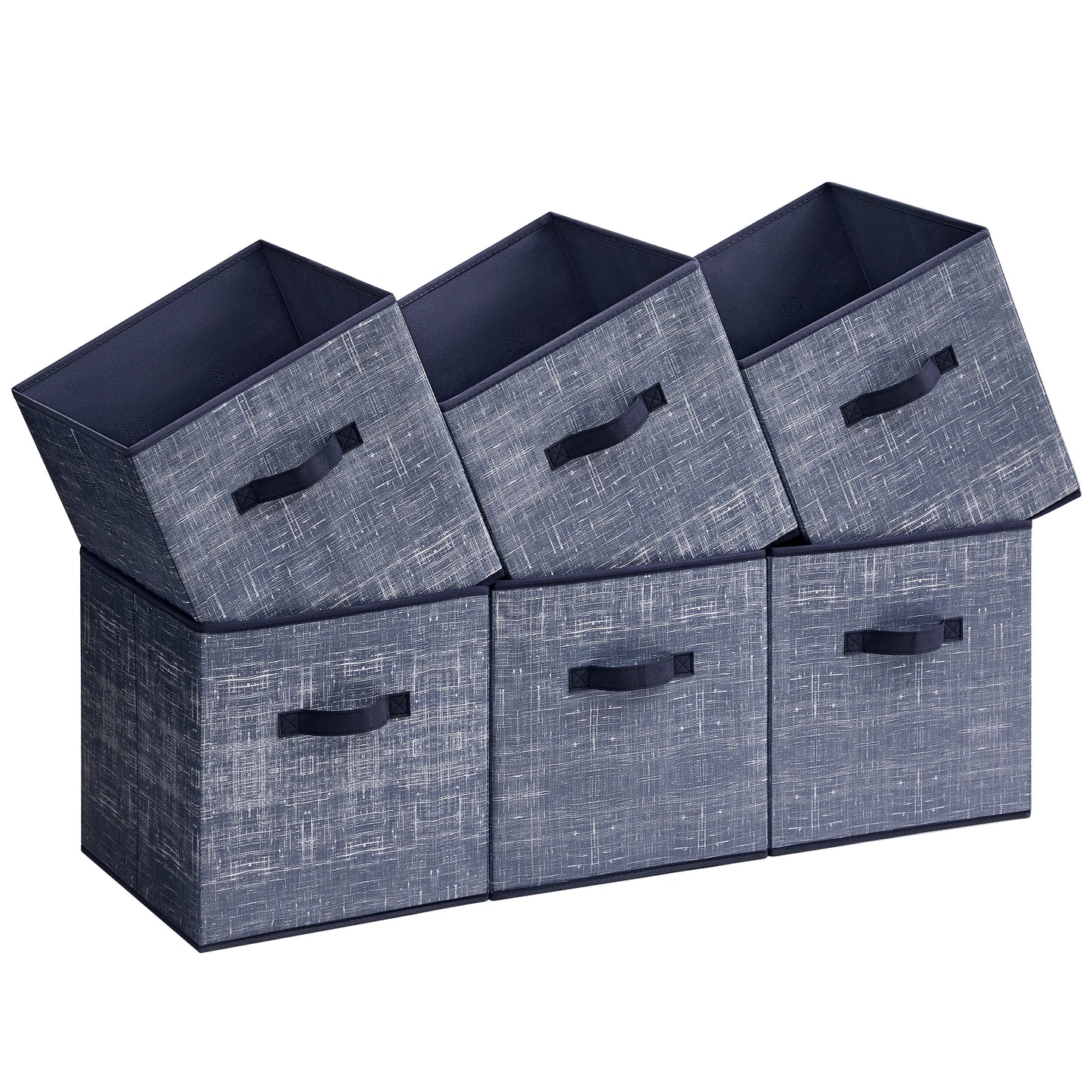 Set of 6 Closet Organizers for Shelves, Foldable, 11.8-Inch Non-Woven Fabric Bins with Double Handles,